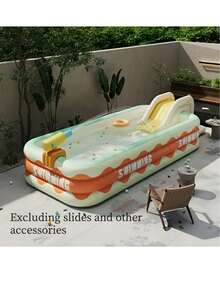 Large Inflatable Swimming Pool, Designed With Durable And Easy-To-Install Structure, Ideal For Summer Celebrations, Vacations, Family Gatherings, Entertainment And Relaxation. Includes Sunshade And Slide. - A - View 3