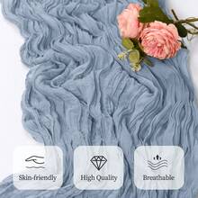 6/12 Pack Dusty Blue Cheesecloth Table Runner 17x108 Inch Semi Sheer Boho Gauze Cheese Cloth Fabric Table Runners, For Wedding Party Birthday Home Decor Garden Farmhouse - Dusty Blue - View 5