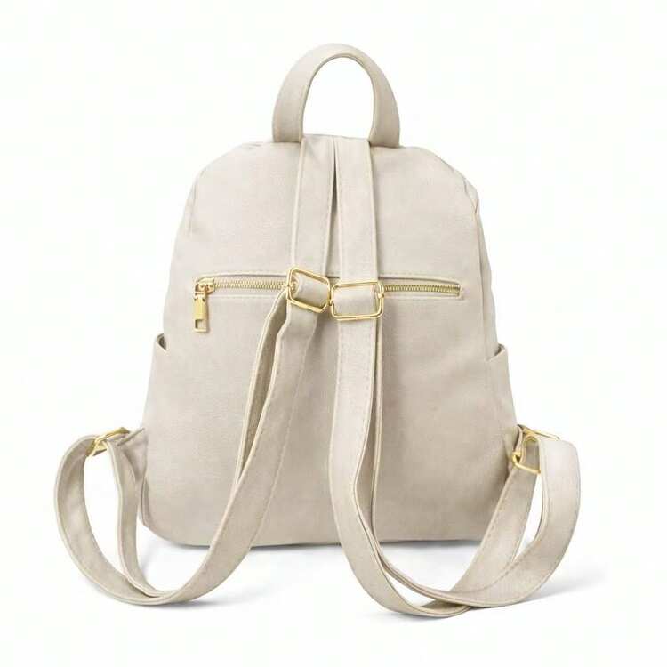 Women's Casual Backpack, Stylish, Fashionable, Faux Leather - trắng - Xem 3