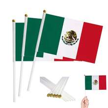 12 Piezas Bandera de México 21x14cm con Palo de Mano, Banderas Mexicanas para Mundial, Eventos Deportivos, Fiestas Patrias y Celebraciones - 12 Piezas - Ver 1