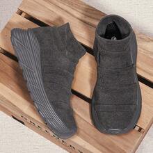 Zapatos de calcetines tipo cuchilla tejidos para hombres, cómodos y transpirables, zapatillas antideslizantes con absorción de impactos para actividades al aire libre de hombres - Verde militar - Ver 4