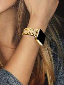 Huastonband 1条兼容女士表带，可调节金色金属表带，兼容 Ultra 3 2 1 SE S10 S9 S8 S7 S6 S5 S4 S3 S2 S1系列，尺寸可选：38毫米、40毫米、41毫米、42毫米、44毫米、45毫米、49毫米、46毫米（不含手表） - 金色 - 查看 5