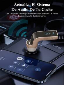 G7 kit de receptor Bluetooth manos libres para automóvil,Transmisor FM Bluetooth para automóvil, con micrófono/tarjeta TF/unidad USB/reproducción auxiliar - 2 piezas - Ver 4