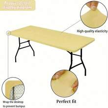 1pc Rectangular Semi-Elastic Polyester Tablecloth, Washable, Pink/Red/White/Blue Multicolor Options, Universal Size 121.92/182.88/243.84cm, Suitable For Garden, Outdoor, Camping, Banquet, Birthday, Party, Holiday Decoration, Wedding Arrangement, Valentine's Day And More - A - View 4
