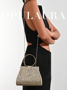 OpulAura Women's Fashion Sparkly Crystal Rhinestone Evening Clutch Bag, Glitzy Luxury Zebra Pattern Party Handbag, Suitable For Ball Gowns, Parties, Galas, Birthday Celebrations, Bridal Accessories - 金色 - 查看 8
