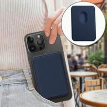 Slim Magnetic Wallet Elastic Magsafe Cardholder Magnet Phone Bag Cover Built In Magnet Designed Cellphone Credit Card Holder Compatible With Apple 16 15 Pro Max Android A-Z Wreath Pattern - Teal Blue - View 6