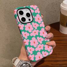 Stylish Two-In-One Film Case Featuring a Little Pink Flower And Green Pattern, Designed to Be Tough And Durable. This Dual-Layered Case Is Drop-Proof And Compatible with Various for  Models Including 17, 16, 15, 14, 13, 12, 11, 8, 7, X, XS - Weiss - Übersicht 7