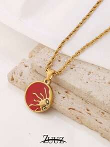 1pc 18K Gold Plated Stainless Steel Colorful Sun Charm Necklace For Women Fashion Female Jewelry Gifts - necklace - View 8