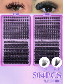 720/630/504pcs Cluster D-Curl False Eyelashes, High Capacity For Dense & Fluffy Natural Makeup, DIY Home Use, Large Capacity For Beginners & Professionals, Soft & Long-Lasting - Multicolor - View 4