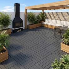 44 Pack Interlocking Plastic Deck Tiles - 12"X12" Square - Waterproof Outdoor - Poolside Balcony Backyard Decking Tiles - Easy Installation - Sturdy PP Material - Strong Load-Bearing Capacity - one-size - View 8