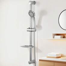 Shower Riser Kit With Shower Head, Adjustable Slide Bar Set, 150cm Shower Hose, Shower Head Holder & Soap Dish For Bathroom, Silver - View 1