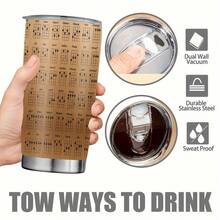 Guitar Dad Tumbler With Lid 20 Oz Stainless Steel Coffee Cup Music Gift For Guitarist Fathers Day Travel Mug Funny Guitar Lovers Gift - Brown - View 5