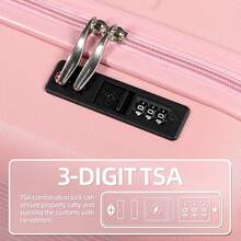 24 Inch Medium Suitcase ABS Hard Shell Lightweight Small Trolley Travel Cabin Luggage With 4 Double Spinner Wheels TSA Lock-Pink - Pink - View 5