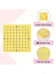 6pcs/Set 25 Sheets/Book Bright Color Graph Paper Memo Pads, Math Grid Notepaper, Memo Notes, Mini Fluorescent Gridded Sticky Notes, Tear-Off - Multicolor - View 5