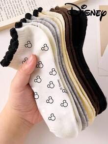 Disney 5/1 Pair Embroidered Women's Socks, Ankle Socks, Gift, Summer Socks, Minnie Mouse, Donald Duck, Daisy Embroidered Cartoon Socks, Comfortable Breathable Fashion Women Socks, Novelty Socks - Multicolor - View 7