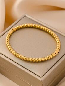 3pcs/Set Stainless Steel Bangle Set, Vintage Coin Design, Layered Or Single Wear, 1 Week No Repeat, Elevate Outfit Quality, Non-Fading, Suitable For Daily Wear, Commute, Gathering, Party, Date, Vacation - Gold - View 4