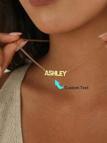 1PC Custom Name Necklace With Curb Chain,Dainty Personalized Name Necklace,Minimalist Name Necklace,Personalized Jewelry Gift,Christmas Gift - Multicolor - View 2
