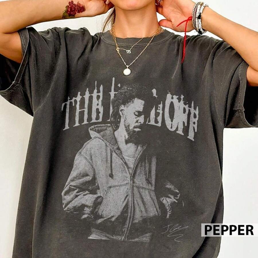 JCole Rap Vintage ComfortColors Shirt - 黑色 - 查看 1