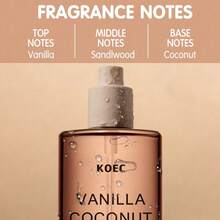 KOEC Xịt thơm tóc và toàn thân hương vani dừa, hương vani, hương thơm lâu dài, chứa vitamin E và dầu hạt dẻ Ma-rốc, phù hợp với mọi loại da và tóc, món quà hoàn hảo cho Ngày của Mẹ. - Vị vani dừa - Xem 4