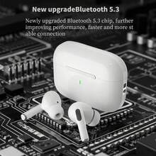 无线降噪耳机，配备立体声降噪技术，音质升级，佩戴舒适，低延迟游戏蓝牙耳机 - 白色 - 查看 4