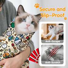 Cat Wrap For Grooming, Self-Adherent Soft Cat Blanket For Nail Clipping, Anti-Bite-Scratch-Escape Calming Wrap, Cats Burrito Swaddle, 27.5"/31.5"/35.5" - 查看 8