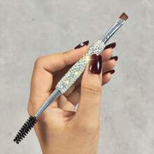 Luxury Rhinestone Dual-Ended Eyebrow Brush With Spoolie, Angled Brow Powder And Mascara Wand Tool, Precision Slanted Makeup Brush For Brow Shaping And Lash Styling - Diamond - View 11