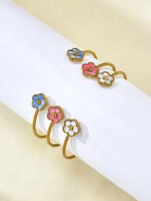 TONSI 1 套简约优雅百搭奢华 18K 镀金不锈钢四叶草手链和戒指珠宝礼盒套装，送给女性的最佳生日/节日礼物 - 彩色 - 查看 11