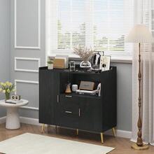 Buffet Cabinet With Drawers, 40 In Sideboard Buffet Storage Cabinet With Shelves And Doors, Modern Coffee Bar Station Wood Kitchen Table For Kitchen, Dining Room - Black - View 6