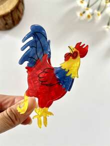 1件女士独特发饰，创意彩色公鸡发夹，适合马尾辫、丸子头等发型，日常、派对造型发夹 - 彩色 - 查看 6