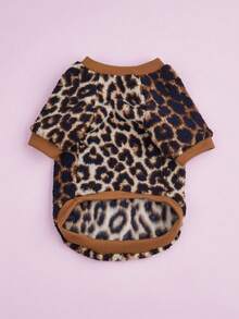 1pc Leopard Print Thermal Lined Pet Sweatshirt, Warm Winter Clothes For  And Cats - Multicolor - View 9