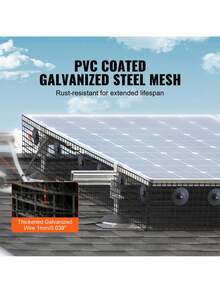 6 Inch X 100ft Solar Panel Bird Guard, Critter Guard Roll Kit With 100pcs Stainless Steel Fasteners, Solar Panel Guard With Rust-Proof PVC Coating, 1/2 Inch Wire Roll Mesh - Black - View 3