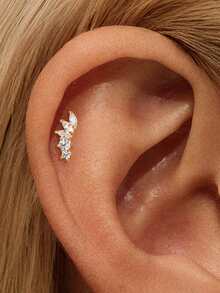 1 chiếc khuyên tai bạc 925 hình bướm dễ thương đính đá Cubic Zirconia, kiểu dáng phẳng, thích hợp cho nữ, đeo hàng ngày, hẹn hò, đi nghỉ mát, dự đám cưới, dự tiệc, làm quà tặng ngày lễ. - Vàng - Xem 9