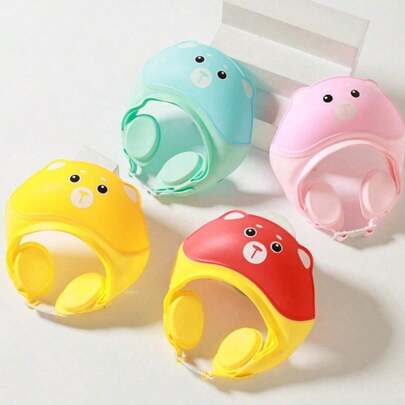 1pc Adjustable Soft Bath Hat With Bear Ears,Prevent Water Entry,Adorable Multicolor Bathing Cap &, High Quality & Easy-Clean, Easy To Clean ,Comfortable Ear Protection During Bath Time,Essential For Girls' And Boys' Bathrooms