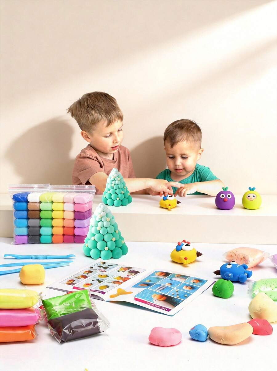 12/24/36 Farben Lufttrocknender Ton Set - Lufttrocknender Ton für Kinder, Modellierton, Plastilin Modellierton (Farbe zufällig und Werkzeuge), ultraleichter schnell trocknender Zauberknete mit Modellierwerkzeugen, Polymer-Ton, ideales Geschenk für Kinder, Schleim, Weihnachtsgeschenke, Auge-Hand-Koordination, Kindergeburtstagspräsente.