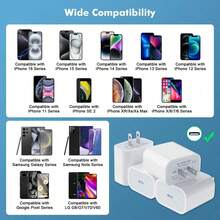 20W充电器，配备1米/2米Type-C转Lightning数据线，快充适配器，兼容 14/13/12/11/X/8/7 - 美規A型插(110-127V) - 查看 9