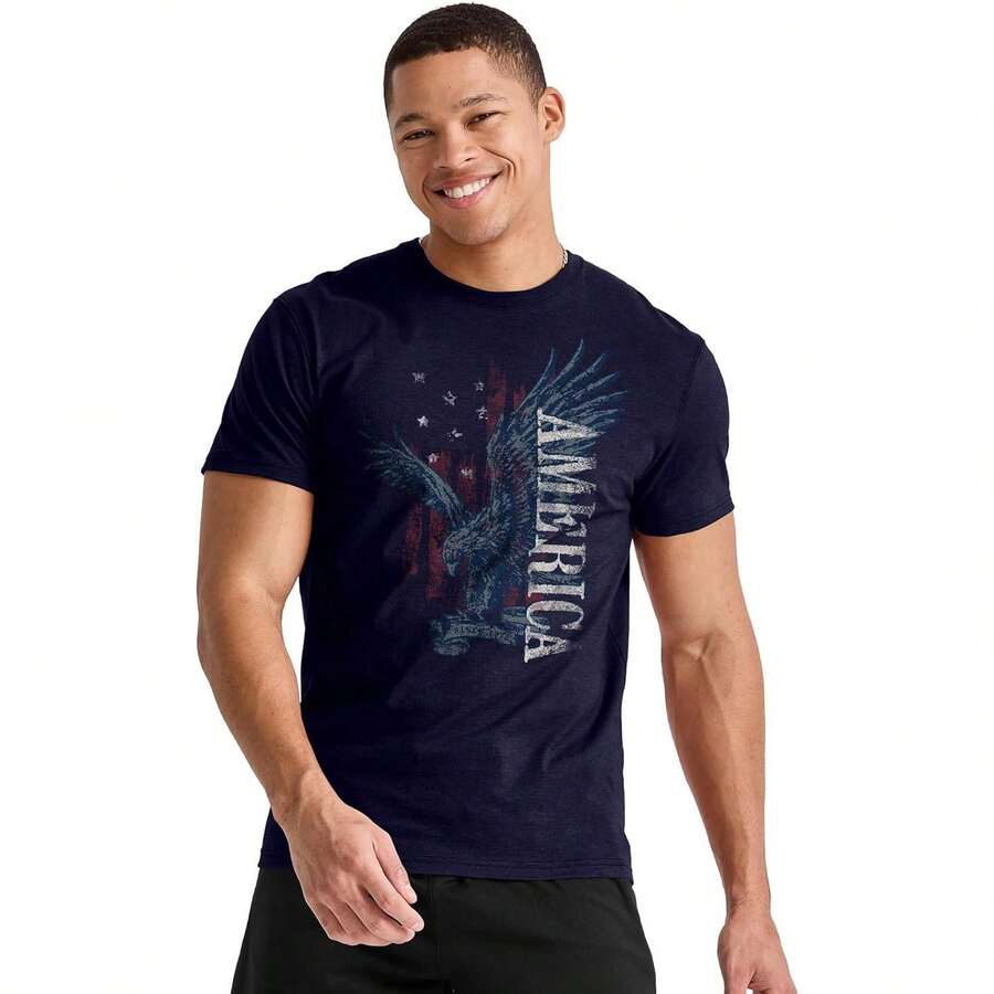 Hanes Men's Essentials Short Sleeve Graphic Tee - Black - View 1