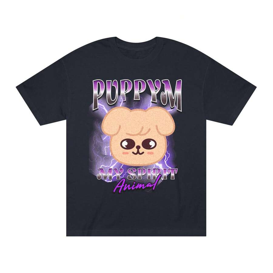 2026 Valentinstag Welpen-Geist-Tier T-Shirt im Bootleg-Stil, SKZOO Fan-Merch - Schwarz - Übersicht 1