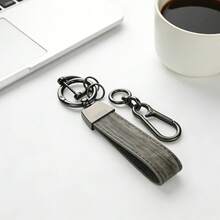 高级男士汽车真皮钥匙扣，简约优雅配饰，创意简约时尚汽车钥匙链，腰挂钥匙扣，真皮钥匙圈，汽车钥匙礼品 - A - 查看 5