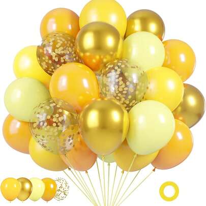 50 quả bóng bay cao su màu vàng chanh mờ 10 inch, bóng bay kim loại vàng, trang trí cho sinh nhật, đám cưới, tiệc mừng em bé, tiệc chủ đề hoa hướng dương.