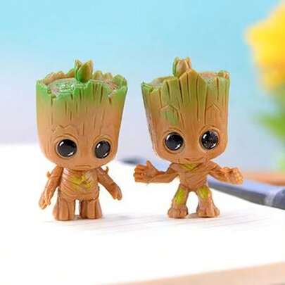 4pcs/Set Marvel Avengers Tiny Groot Cute Tree Man Model Figure Toys 5cm New Year's Gift, Valentine's Day Gift, Easter Gift (Stochastic Style)