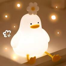 Lampu Malam Bebek Lucu Isi Ulang USB, Suhu Warna dan Kecerahan Dapat Diatur, Cocok untuk Dekorasi Kamar Tidur, Kantor, atau Berbagai Ruangan, serta Hadiah Natal dan Ulang Tahun, Mati Otomatis Setelah 30 Menit - Putih - View 12
