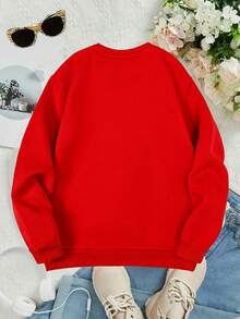 This Disney Girls' Sweatshirt Features A Creative Mickey Mouse And His Friends Letter And Cartoon Print. It's A Crew Neck Sweatshirt Perfect For Autumn And Winter, Made Of Soft And Comfortable Fabric, Suitable For Everyday Wear, Shopping, School, And Casual Occasions. It Also Makes A Wonderful Gift. - Đỏ - Xem 2