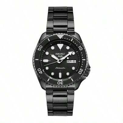 Seiko 5只装 SRPD65K1 自动机械男士腕表 | 黑色表盘搭配黑色不锈钢表带
