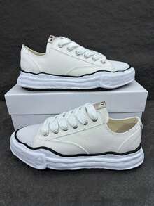 2025新款MMY经典防滑耐穿轻便低帮帆布鞋，男女通用校园情侣款，黑白配色 - 白色 - 查看 1