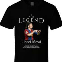 Lionels Messis Argentina Legend Soccer Futbol T Shirt. - 黑色 - 查看 1