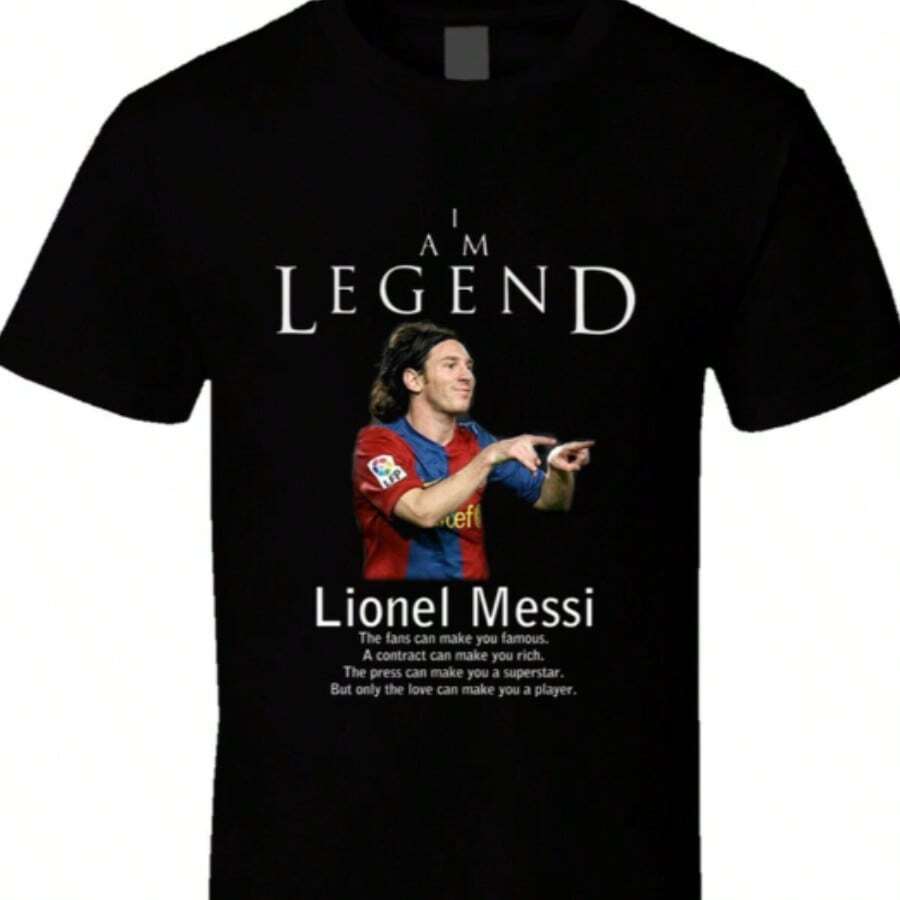 Lionels Messis Argentina Legend Soccer Futbol T Shirt. - 黑色 - 查看 1