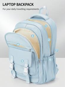 Cute Aesthetic Style Student Backpack, Casual Daypack, Japanese Kawaii Middle/High School Backpack For Girls, Waterproof Durable Large Capacity Multi-Pocket, Fits 15.6" Laptop, College Student School Bag, Lightweight Computer Backpack, Durable Student Backpack, Casual Backpack Travel Bag With Laptop Compartment, Unisex Student Backpack Office Bag - Multicolor - View 13