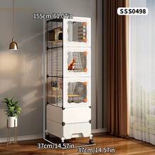 Mobile Double-Decker Pet Cage With Climbing Ladder, Drawer Tray, Suitable For Squirrels, Ferrets And Other Small Pets - Multicolor - View 4