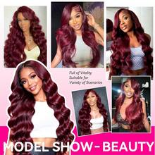 200% 高密度 13x6 13x4 5x5 高清透明蕾丝前假发，原生人发混纺，自然波浪卷，8-34 英寸 - 预先拔毛，无胶假发，带婴儿发，女士款，自然黑，无需胶水，即戴即用 - bug - 查看 10