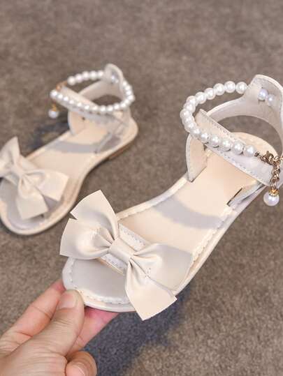 1 Pair Girls' Princess Style New Sandals, Suitable For Dresses, Open Toe Non-Slip Summer Sandals For Girls